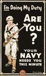 I'm doing my duty are you? Navy American WWI Poster