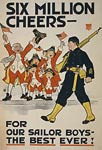Father Knickerbocker - Six Million Cheers for our boys WWI Poste