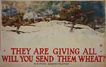 Soldiers with bayonets charging over hill WWI Poster