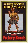 Canadian soldier holding up 4 fingers wwi poster
