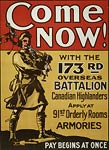 Soldier playing bagpipes Canadian Highlanders WWI Poster