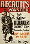 Canadian Army World War I Poster - soldier bagpipes