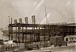 Lusitania ship docking at new Hudson River piers 1908