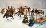 Cossacks in a winter lanscape