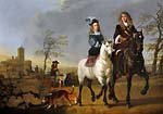 Lady and gentleman on horseback 1655