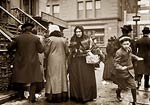 Taking home baskets, Salvation Army Christmas NY 1908